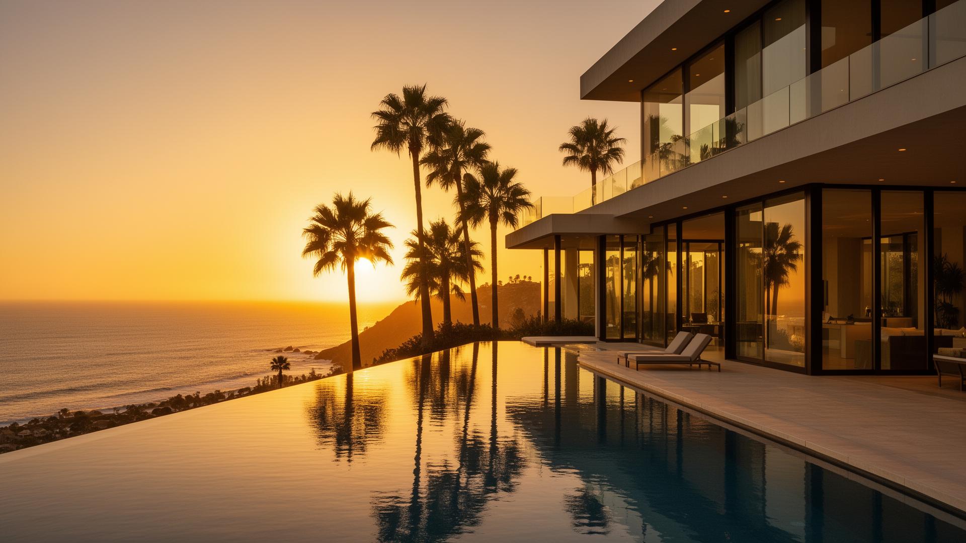 Luxury California estate home with manicured grounds